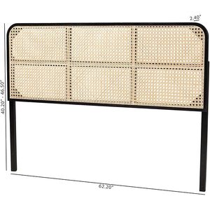 Tête de lit Queen élégante Boho Chic avec design en rotin tissé à la main finition noire meubles de chambre à coucher d'origine vietnamienne par DreamCraft - Product Image 2