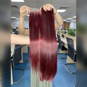 วิกผมสีแดงเบอร์กันดีธรรมชาติไม่พันกันผมบริสุทธิ์จากเวียดนาม100% - Product Image 1