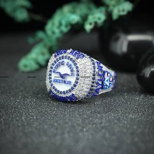 3D Printed Blue Enamel 925 Sterling Silver Custom Moissanite Diamond <b>Name</b> and Logo Ring for Men Women by Phoenix Enterprise - Product Image 2