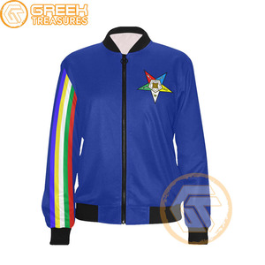 Customized Eastern <b>Star</b> Cotton Fleece Varsity <b>Jacket</b> Women Embroidered Breathable Greek Apparel Plus Size Autumn Printed - Product Image 5