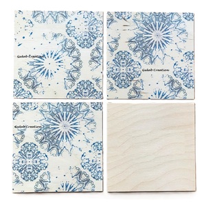 Dessous de verre imprimés carrés décoratifs personnalisés en MDF Tapis de boisson en bois résistant à la chaleur Ensemble de protection de table personnalisé Cuisine à domicile - Product Image 1