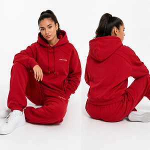 ONE APEX Red <b>Hoodie</b> Tracksuit Women's Regular French Terry Cotton Jogger Sweat Set Premium Streetwear Quick Dry Winter - Product Image 3