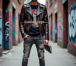 Veste en cuir de mode OEM Fabricant de conception personnalisée Veste en cuir de conception personnalisée de luxe Fabricant de mode - Product Image 4