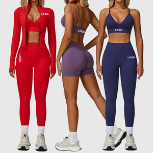 Conjunto Deportivo de 2 Piezas para Mujer, Camiseta de Yoga con Espalda Cruzada de Poliéster de Alta Calidad, Desmontable, con Leggings de Cintura Alta - Product Image 1