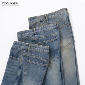 Custom Logo <b>Men</b> Fashion Denim <b>Jeans</b> Wash Style Straight <b>Wide</b> <b>Leg</b> Plus Size <b>Men</b> Baggy Custom <b>Jeans</b> Pants for <b>Men</b> - Product Image 5