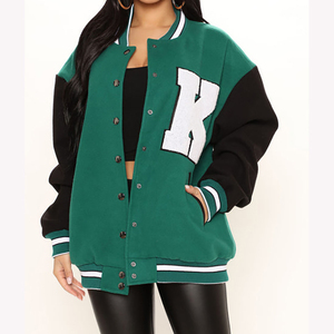 Chaqueta universitaria de alta calidad de fabricante personalizado, chaqueta universitaria de lana en blanco con el logotipo bordado por el cliente de su marca, chaqueta universitaria de béisbol para mujer - Product Image 5