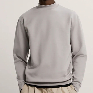 Nueva llegada clásico de los hombres de gran tamaño de cuello redondo de color sólido 100% sudadera de algodón logotipo personalizado gota hombro lavado pulóver - Product Image 2
