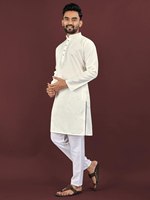 Fête/fête/casual jours porter Viscose soie tissu lourd broderie travail genou longueur fantaisie Kurta pour hommes ou garçons porter à vendre