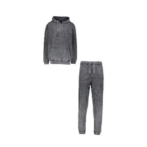 Survêtements évasés personnalisés avec fermeture éclair 500 GSM combinaison de jogging à jambe droite survêtement en détresse ensembles de sweats à capuche et de pantalons de survêtement pour hommes - Product Image 2