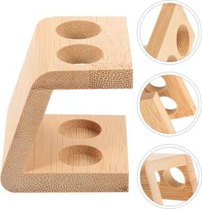 Porte brosse à dents en bambou 2 trous support en bois stylo affichage maquillage brosse support sourcil stylo support organisateur pour la maison - Product Image 4