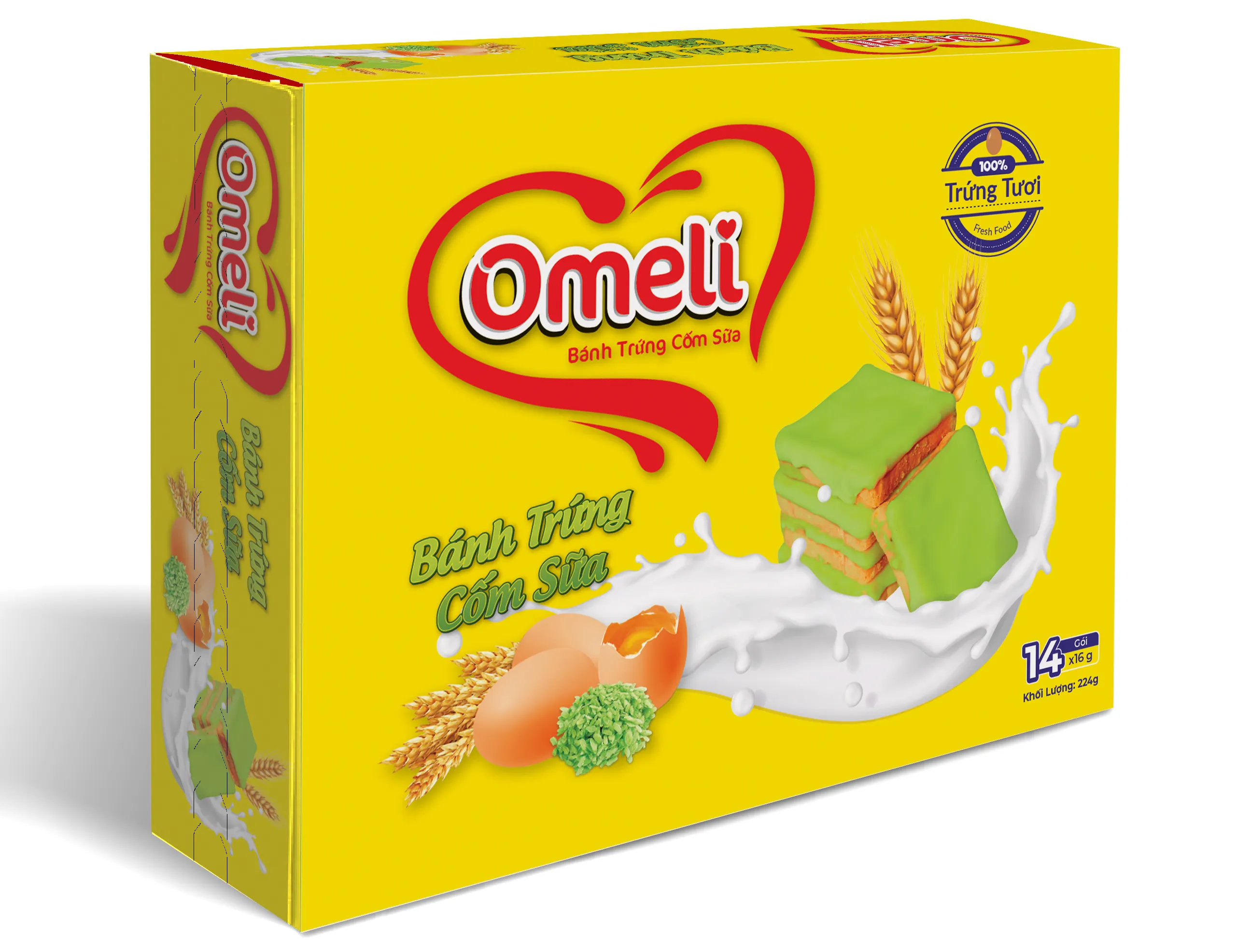 Produk grosir kue krim telur dalam kotak kertas 224 g-renyah dan Lezat-dengan telur segar-OEM tersedia buatan Vietnam