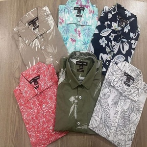 Camiseta Hawaiana de medio Sve informal para hombre de marca de Bangladesh, lote de existencias de algodón excedente para la temporada de primavera - Product Image 1