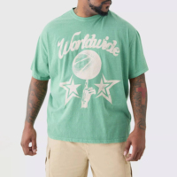 T Shirt for Men Boxy <strong>Tee</strong> 100% Cotton Shoulder Fashion Luxury 400GSM Cotton Letter <strong>Graphic</strong> Men's Puff Print T-shirt