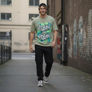 Camiseta de Manga Corta con Cuello Redondo para Hombre, Estilo Urbano Ecológico, Diseño Gráfico, Tejido de Algodón Lavado - Product Image 2