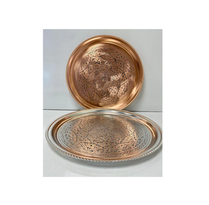 Bandeja de cobre martillada Precio al por mayor Venta caliente Bandeja de servicio de cobre moderna única - Product Image 3