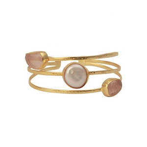 Quartz rose naturel pierre gemme bracelet bijoux rose bracelet bracelets bijoux nouvelle collection plaqué or bijoux cadeau article pour l'amour - Product Image 1