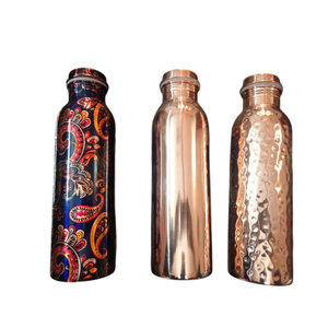 Botella de Agua de Cobre de la Mejor Calidad, Diseño Impreso en Azul y Dorado, Jarra Artesanal para Mesita de Noche, Elegante Artículo de Regalo a Bajo Precio - Product Image 4