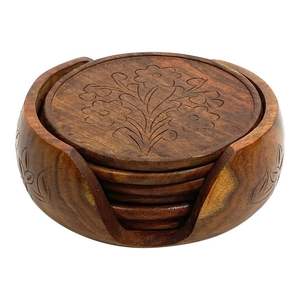 Sous-verres en bambou massif avec sets de table en bois, accessoires de café/thé gravés à la main, personnalisables pour la décoration intérieure et les cadeaux - Product Image 4