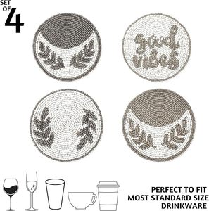 Sous-verre rond en perles de verre tissé en bois pour fêtes Autres fonctions Vaisselle Décorative Beast Design - Product Image 6