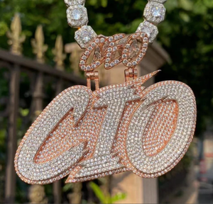 Colgante de moissanita real de corte redondo de 5 piezas con letra personalizada chapado en oro rosa de 14 quilates para fiestas - Product Image 3