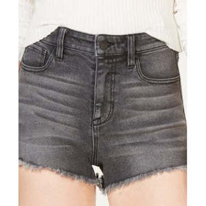Celebrity Pink Junior's High Rise Mom Denim Shorts Taglia 0 Nero Effetto Usurato con Strass Decorativi Vestibilità Ampia Vintage con Bottoni Taglie Forti - Product Image 2