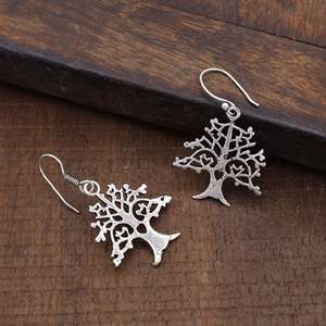 Vente en gros 925 Sterling Silver Tree Designer Hoops Boucles d'oreilles Ethnique Trendy Gold Dangle Drop Femmes Filles Exclusif 925 Sterling - Product Image 4