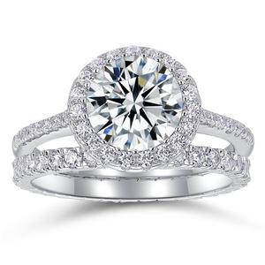 Anillo de Compromiso de Lujo de Plata de Ley con Diamante Moissanita de 1.5ct 2ct 8mm con Diseño de Halo Redondo Personalizado Vvs1 IGI para Mujer - Product Image 1