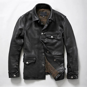 100% Genuine Sheep Leather Single Breasted Slim Fit High Street Motorcycle Jacket Men High-Class <b>Vintage</b> Style Waterproof - Product Image 1