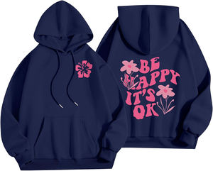 Sudadera con Capucha de Algodón para Mujer, Cálida, Informal, Estilo Urbano, Holgada, con Estampado Puff Personalizado - Product Image 1