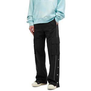 Moda Hip Hop Loose Fit Streetwear Pantalones Cordón Cintura elástica Flare Cargo Pantalones - Product Image 1