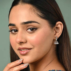 Pendientes Jhumki y Jhumka de Plata 925 Premium para Mujer, con Forma de Campana y Corte Marquesa, con Diamantes, para Boda y Compromiso - Product Image 3