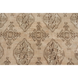 Vintage 6.4x11 ft Oversize Turkish Rug <b>Brown</b> Beige Patchwork <b>Wool</b> Eco-Friendly Latex Backed Rug - Product Image 5