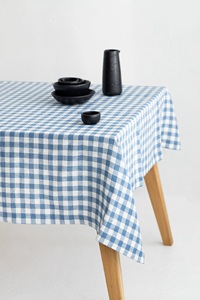 Light Blue Gingham Linen Tablecloth Handmade Natural Linen <b>Cloth</b> for Dining Wedding & Party Soft Linen <b>Cloth</b> for <b>Table</b> Covering - Product Image 2
