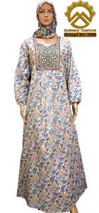 Vintage Floral Printed Silk Dress Modest Fashion Jalabiyat <b>Kaftan</b> Embroidered Islamic Wear for Women Dubai Styled Woven <b>Kaftans</b> - Product Image 2