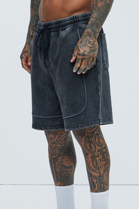 Pantalones cortos de lona lavados negros ecológicos sólidos de High Street con estilo para ropa informal de verano - Product Image 3