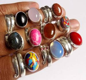 Anillo de gemas multicolores naturales de plata de ley hecho a mano, conjunto de bisel de forma ovalada de 10X12mm para conjunto de joyería de moda y regalo de aniversario - Product Image 4