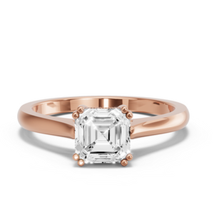 Anillo vintage con diamantes Asscher y banda de catedral con borde de cuchilla - Product Image 1