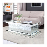 Table basse à miroir de luxe Hot Competitive Sparkle avec cristaux pour le salon