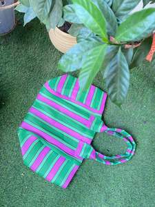 Sac à provisions à rayures tissé en plastique à fermeture éclair réutilisable écologique personnalisé sacs de plage recyclés fabriqués à la main sacs à cosmétiques étuis - Product Image 4