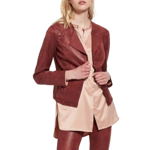 Chaqueta universitaria de piel de cordero Real para mujer, ropa de calle transpirable con estilo, forro de lana, chaqueta de cuero de algodón Súper elegante para mujer - Product Image 1