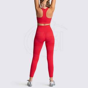 New Design Custom Logo Solid Front Women Yoga Set Elastic Waist Quick Dry Breathable High Quality Spandex/Polyester 2 Piece Set - Product Image 6