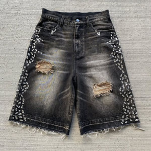 2026 HSI Trending Made In Pakistan <b>Top</b> Notch Quality Rhinestone Ripped & <b>distress</b> Streetwear Wash Jeans Baggy Denim Pakistan - Product Image 1