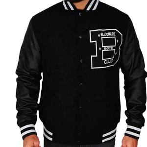 Veste universitaire OEM de haute qualité pour hommes avec broderie en chenille et manches en cuir Letterman de baseball personnalisé pour les grandes tailles - Product Image 1