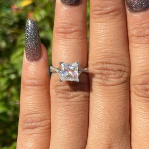 แหวนแต่งงาน2กะรัตประดับเพชรโมอิสสีขาวล้วนขนาด14K สำหรับเป็นของขวัญ - Product Image 2