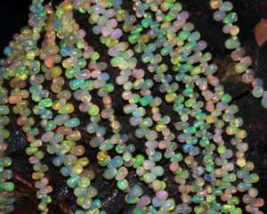 4X6mm-5X7mm ลูกปัดออปปอลหยดน้ำตา Briolette สีเหลืองทรงหลวมแฟนซีเครื่องประดับทองห้อยหลวมโอปอลเอธิโอเปีย - Product Image 5