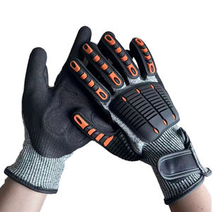 Guantes de mecánico resistentes a los golpes de color rosa con cuero y TPE, transpirables, cómodos, de 8 oz de espesor, protección TPR - Product Image 2