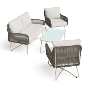 Juego de Muebles de Jardín de Ratán Contemporáneo Eden de 4 Piezas, Resistente a la Intemperie - Product Image 5