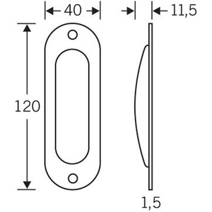 Aluminium F1 42 4212 Sliding Door Handle with Oval Blind Natural Colour 120mm Length and 40mm Width for <b>Shades</b> & Shutters - Product Image 3