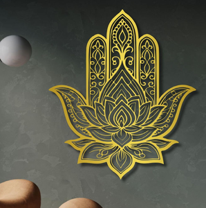 Décoration murale main Hamsa en bois découpé au laser avec design floral et oculaire complexe pour la décoration et la protection de la maison au tarif de gros - Product Image 3