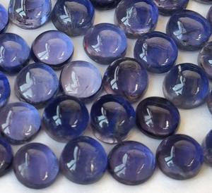 หิน iolite ทรงกลม7มม. ธรรมชาติขัดหลังเรียบ- - Product Image 6